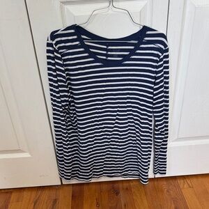 Navy and White Striped Long Sleeve Top